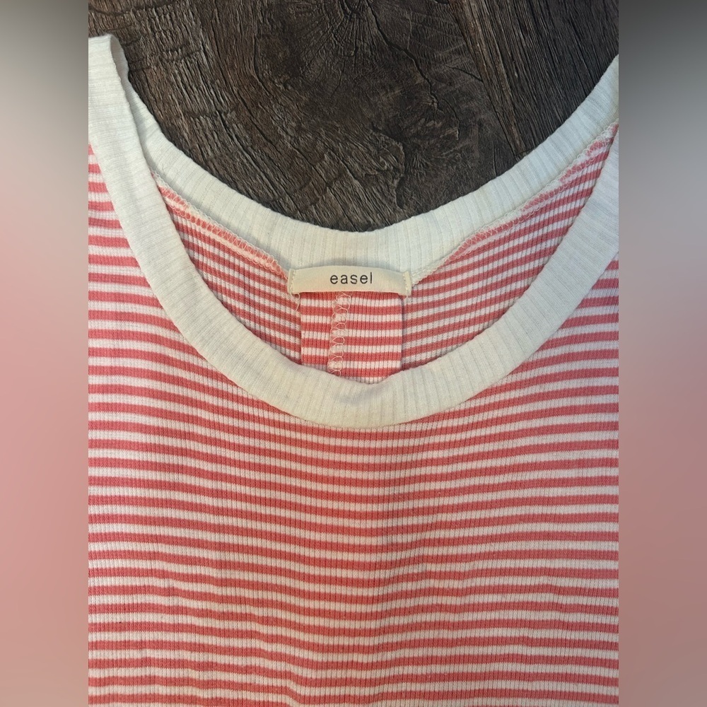 Easel Striped Tank Top Pink White Women’s Medium - Picture 3 of 4